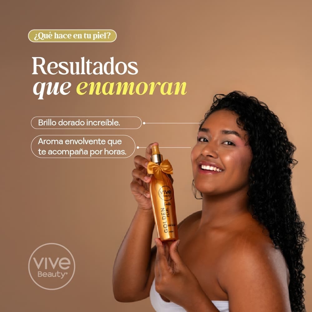 BODY SPLASH GOLDEN PEARL EFECTO BRONCEADO VIVE BEAUTY - Imagen 3