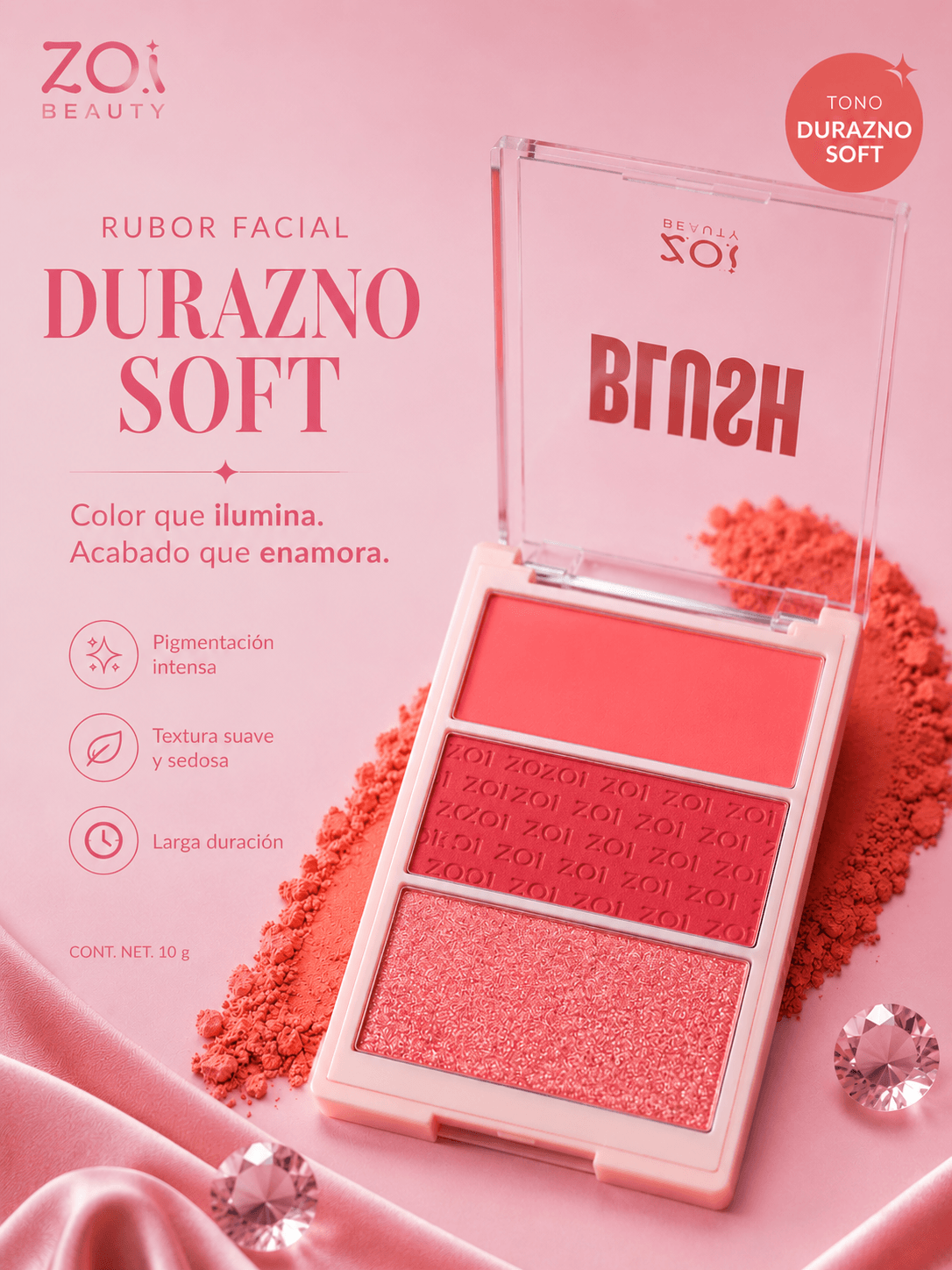 TRÍO DE RUBOR E ILUMINADOR ZOI BEAUTY - Imagen 4