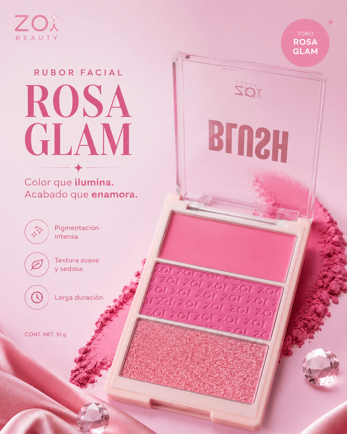 TRÍO DE RUBOR E ILUMINADOR ZOI BEAUTY - Imagen 3