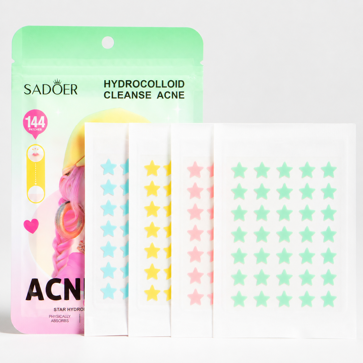 PARCHES PARA ACNÉ EN FORMA DE ESTRELLAS SADOER - Imagen 2