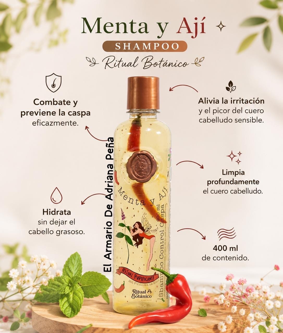 SHAMPOO CONTROL CASPA MENTA Y AJÍ - Imagen 3